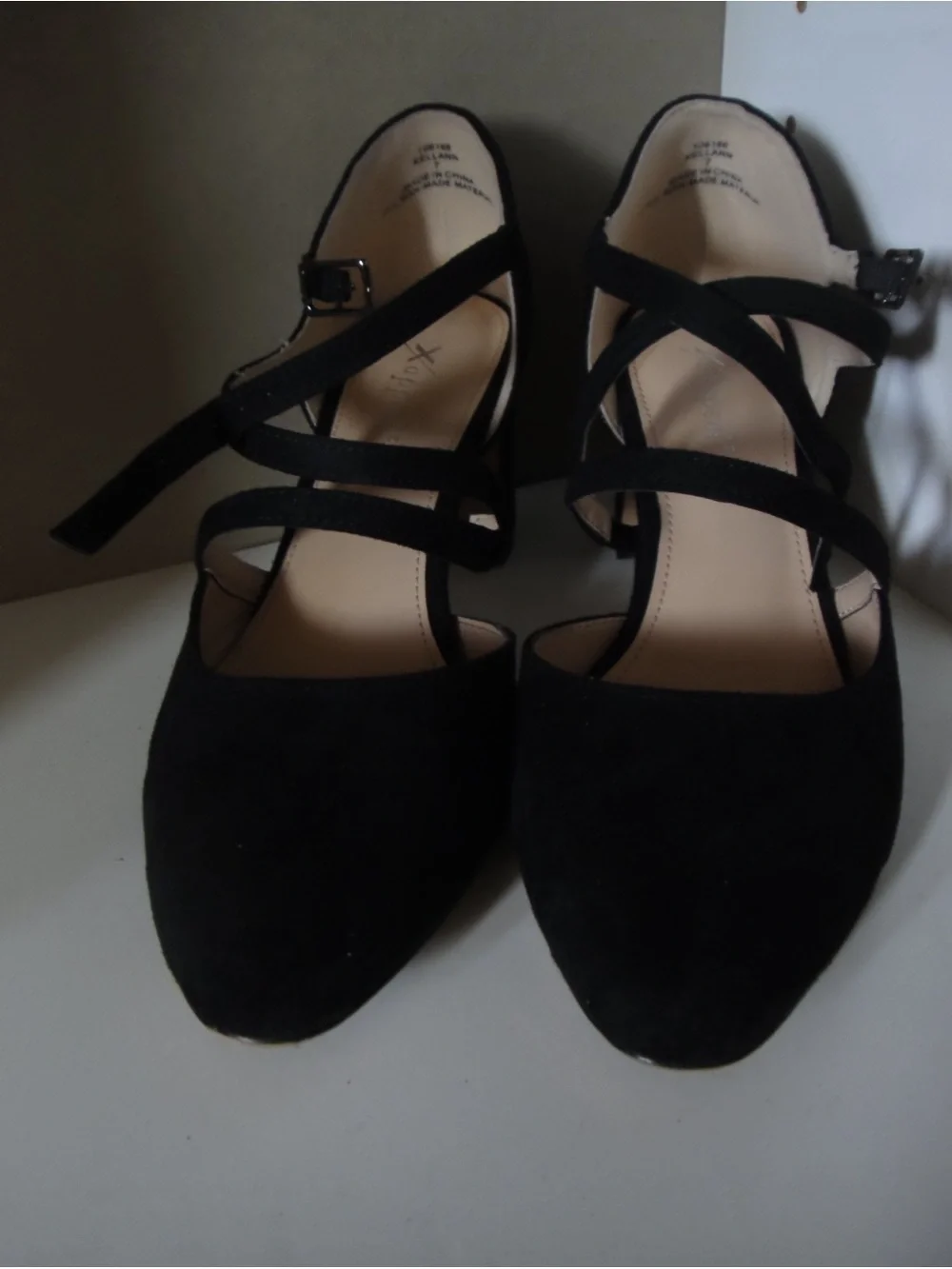 Xappeal Black Strappy Pointed-Toe Heels